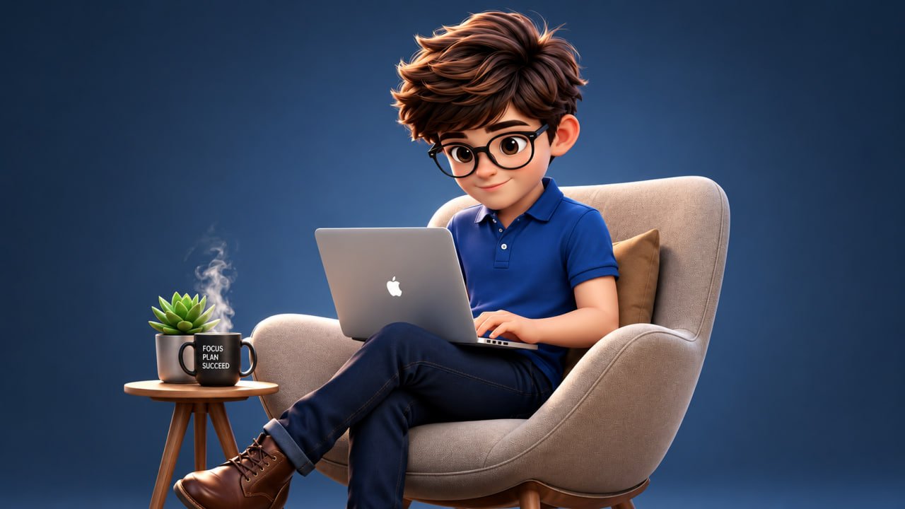 Illustration of Sam kheiri working on a laptop